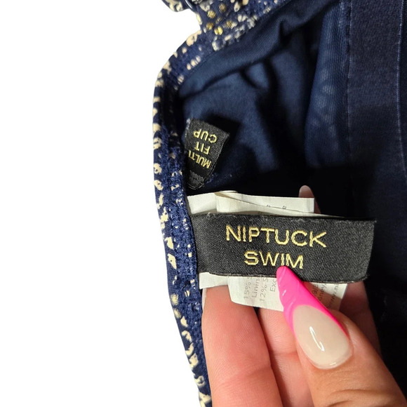 Niptuck Swim Ruched Gold/Navy Swimsuit - Picture 7 of 8